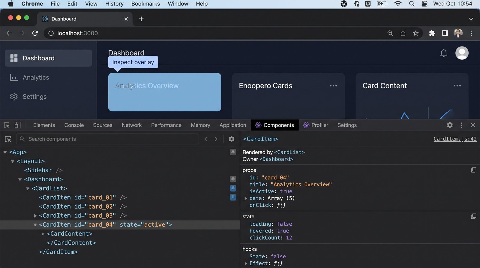 Debugging state dan props menggunakan ekstensi React Developer Tools di Chrome. Debugging state dan props menggunakan ekstensi React Developer Tools di Chrome.